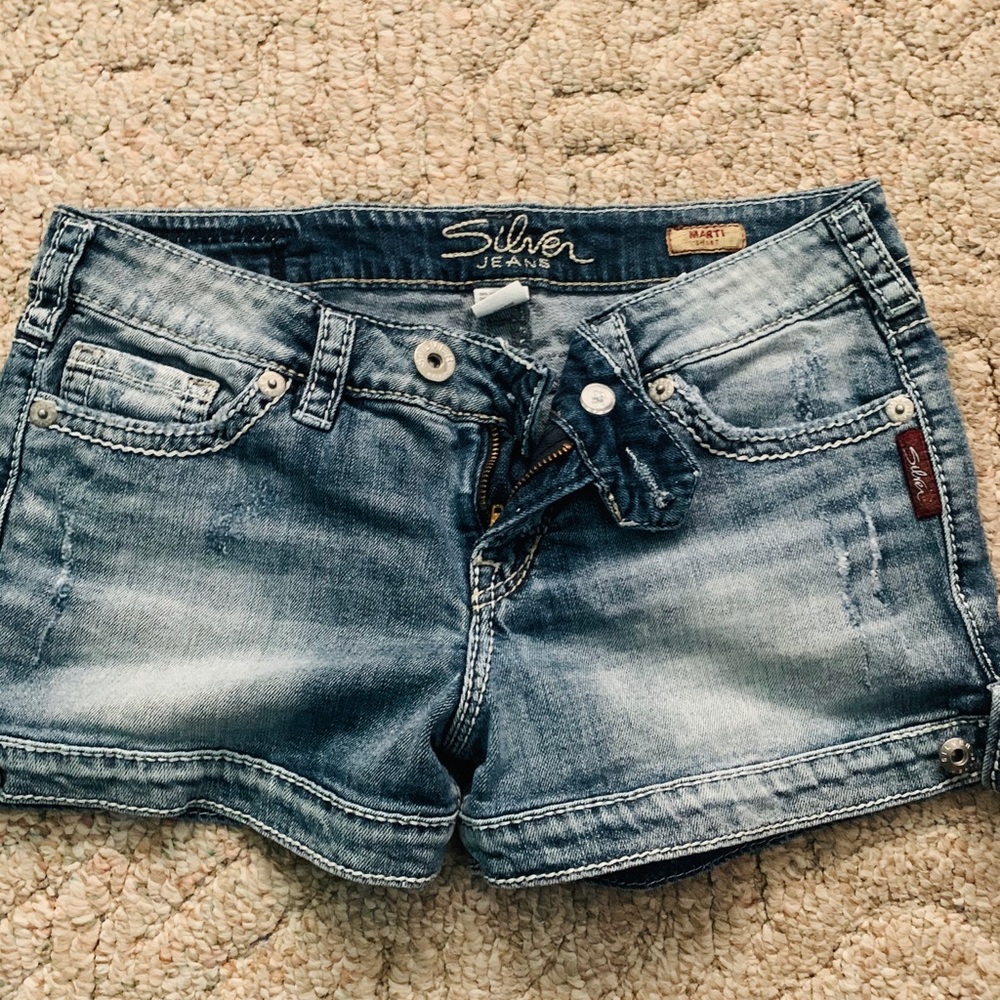 Silver jean shorts